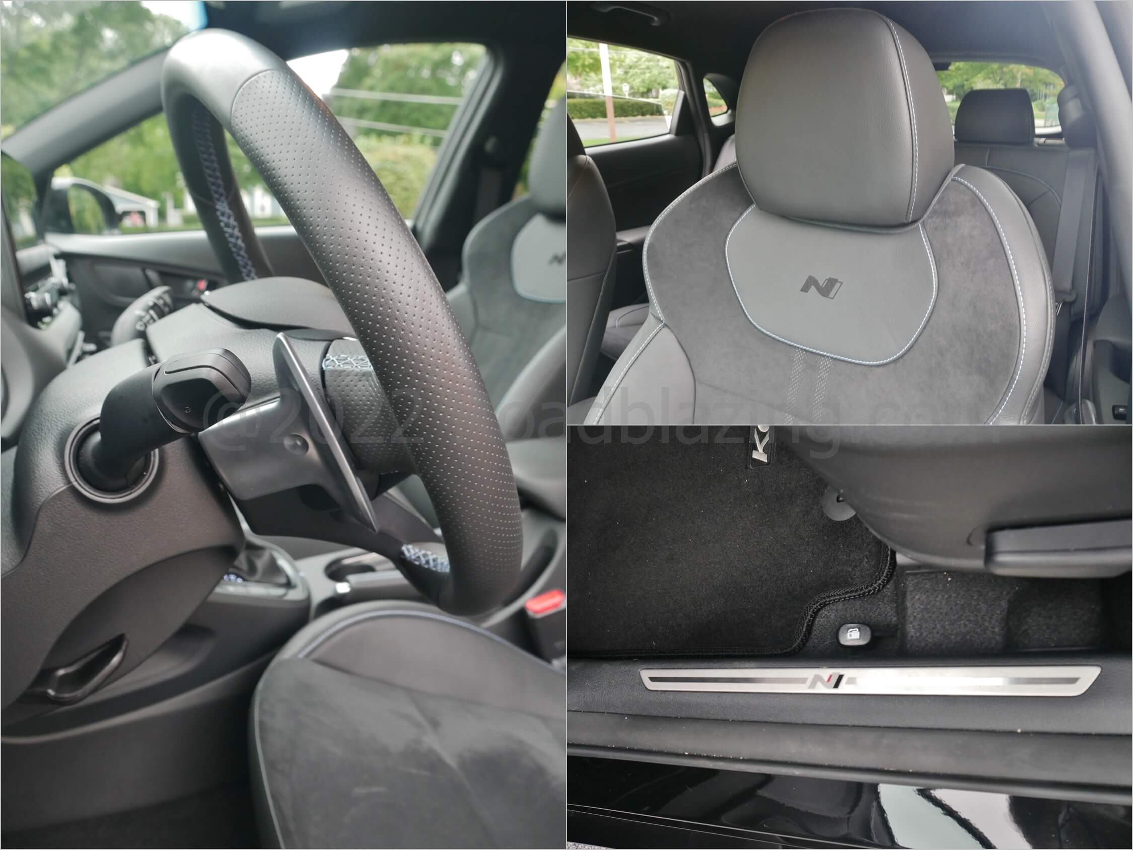 2022 Hyundai Kona DCT: one beefy French cross stitched helm w/ large dorsal shift paddles.