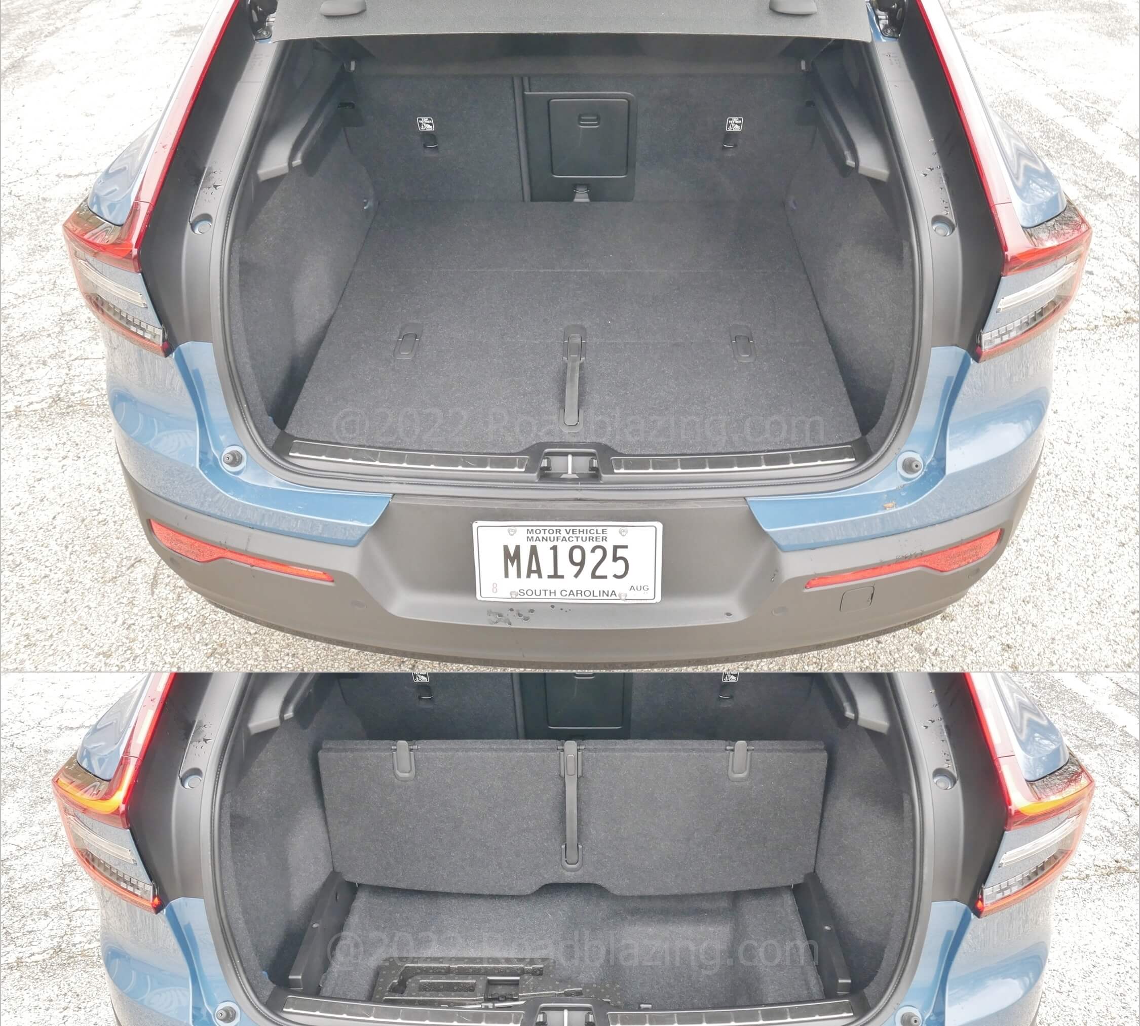 2022 Volvo C40 Recharge Twin Ultimate EV: cargo capacity drops 10% from XC40 but sub cargo floor space is helpful