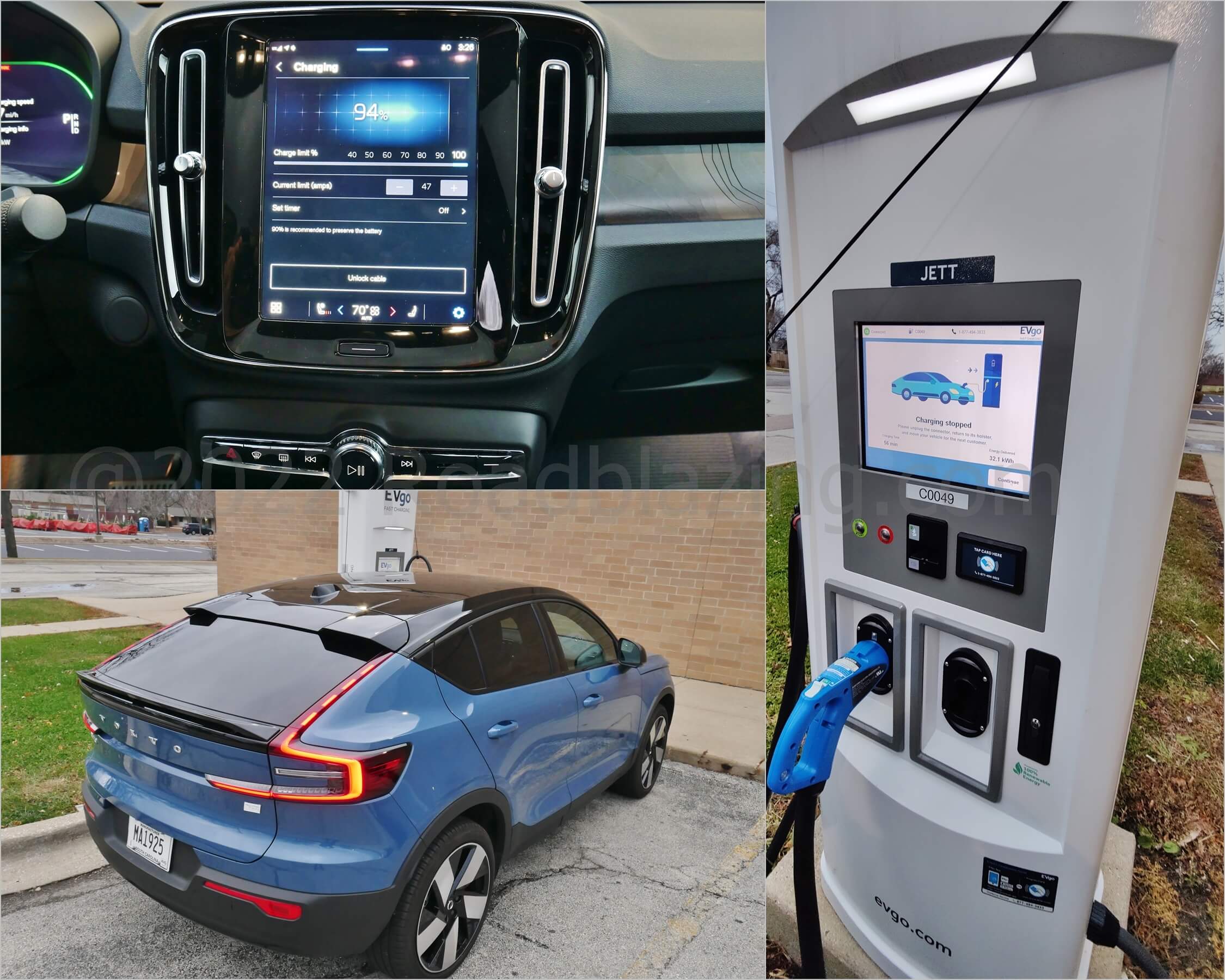 2022 Volvo C40 Recharge Twin Ultimate EV: 55 minutes to take on 32 kW from 60% charge state.