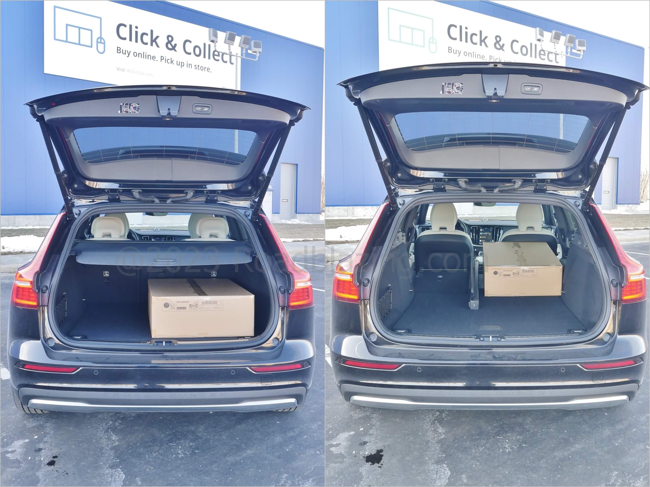 2023 Volvo V60 Cross Country B5 Ultimate AWD: Svensk Sport Vagn cargo bay can fit full home office pickup from Svensk home furnishings store