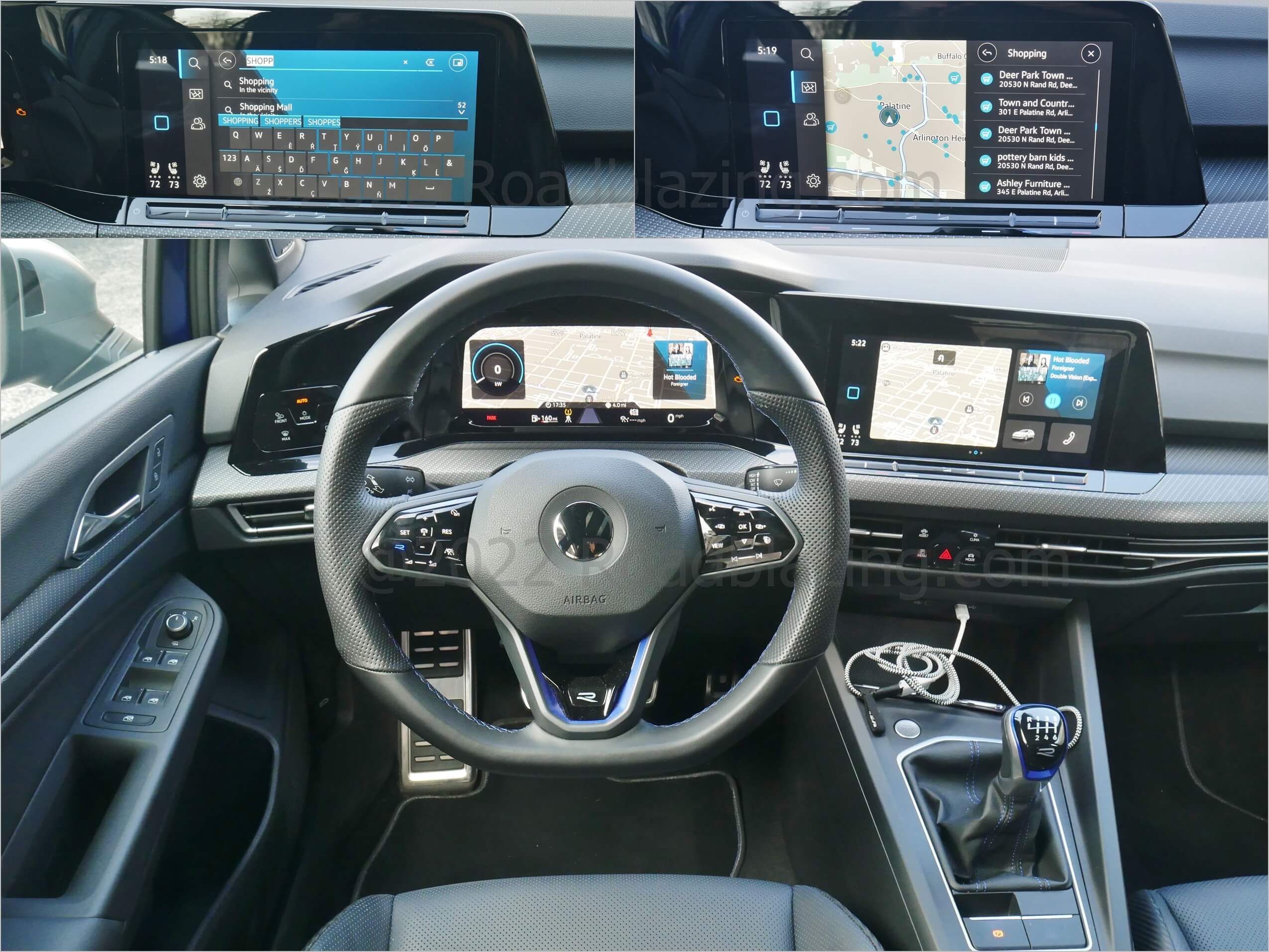 2022 Volkswagen Golf R: MIB 3 voice command + guidance GPS HDD navigation projects onto Digital Cockpit Pro
