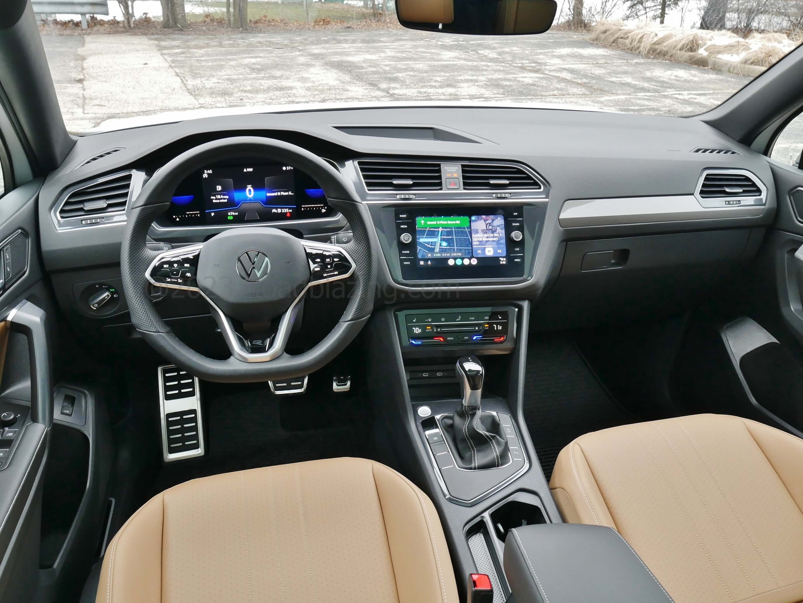 2023 Volkswagen Tiguan SE R-Line Black 3-Row: business like cockpit w/ MIB 3.0 infotainment, haptic touch switches & 3 variation Digital Cockpit displays phone projection navigation directions