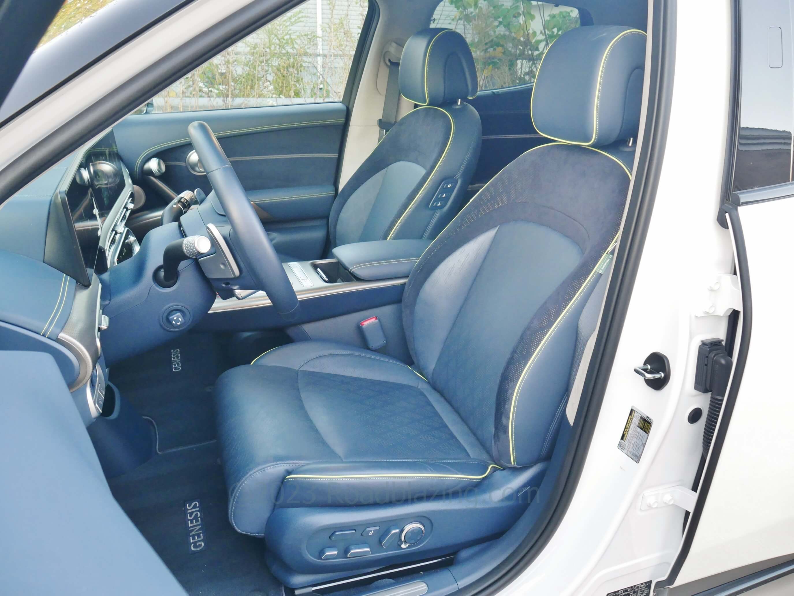 2022 Genesis GV60 Performance AWD EV: leather & suede heated & cooled 12-way power front seats +posture correction adjust & driver massage