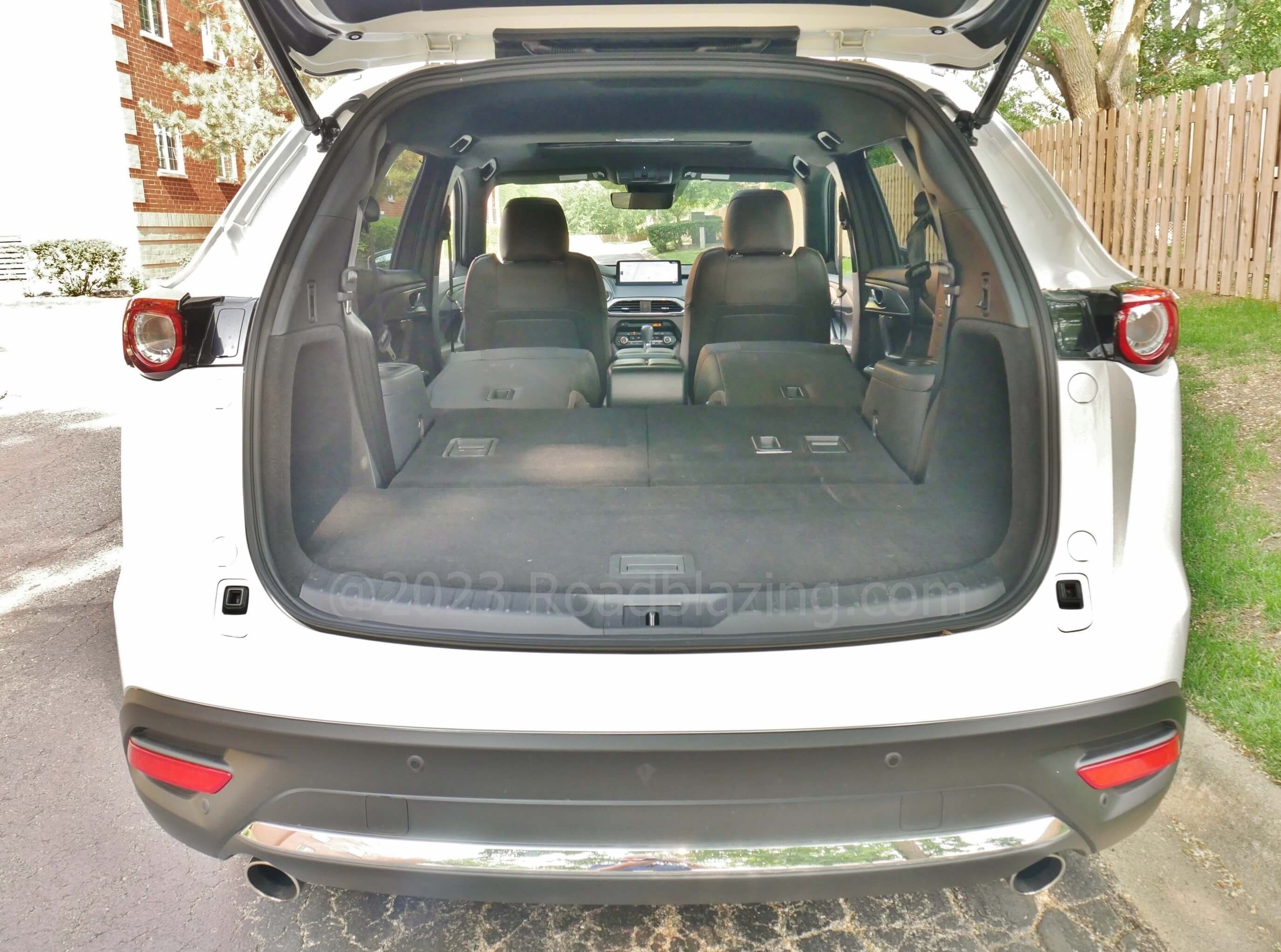 2023 Mazda CX-9 Signature AWD: full flat folding split 3rd Row and 2nd Row captain's chair seating expands cargo capacity