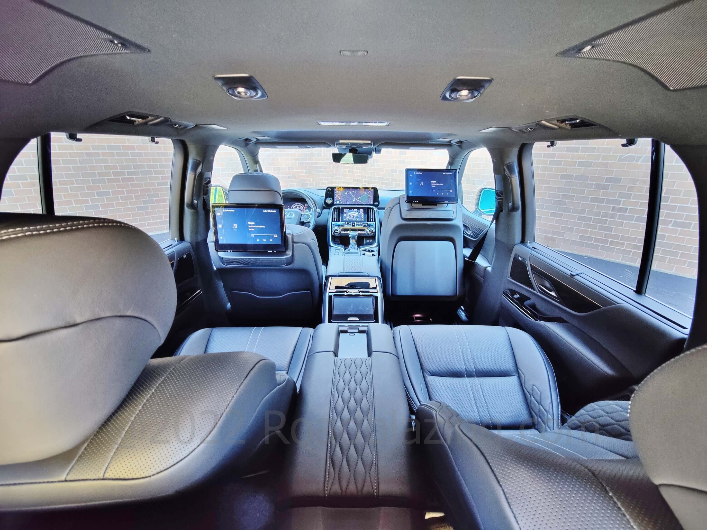 2022 Lexus LX 600 Ultra Luxury: 2nd Row dual airliner seats, right pax extended recline + front pax seat forward w/ ottoman