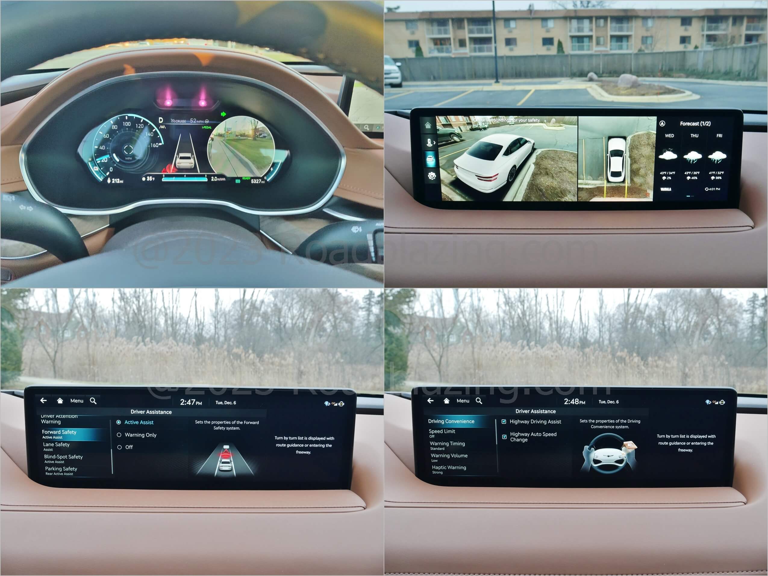 2023 Genesis Electrified G80 AWD: advanced driver assistance & blind spot, lane watch and surround park assist camera displays