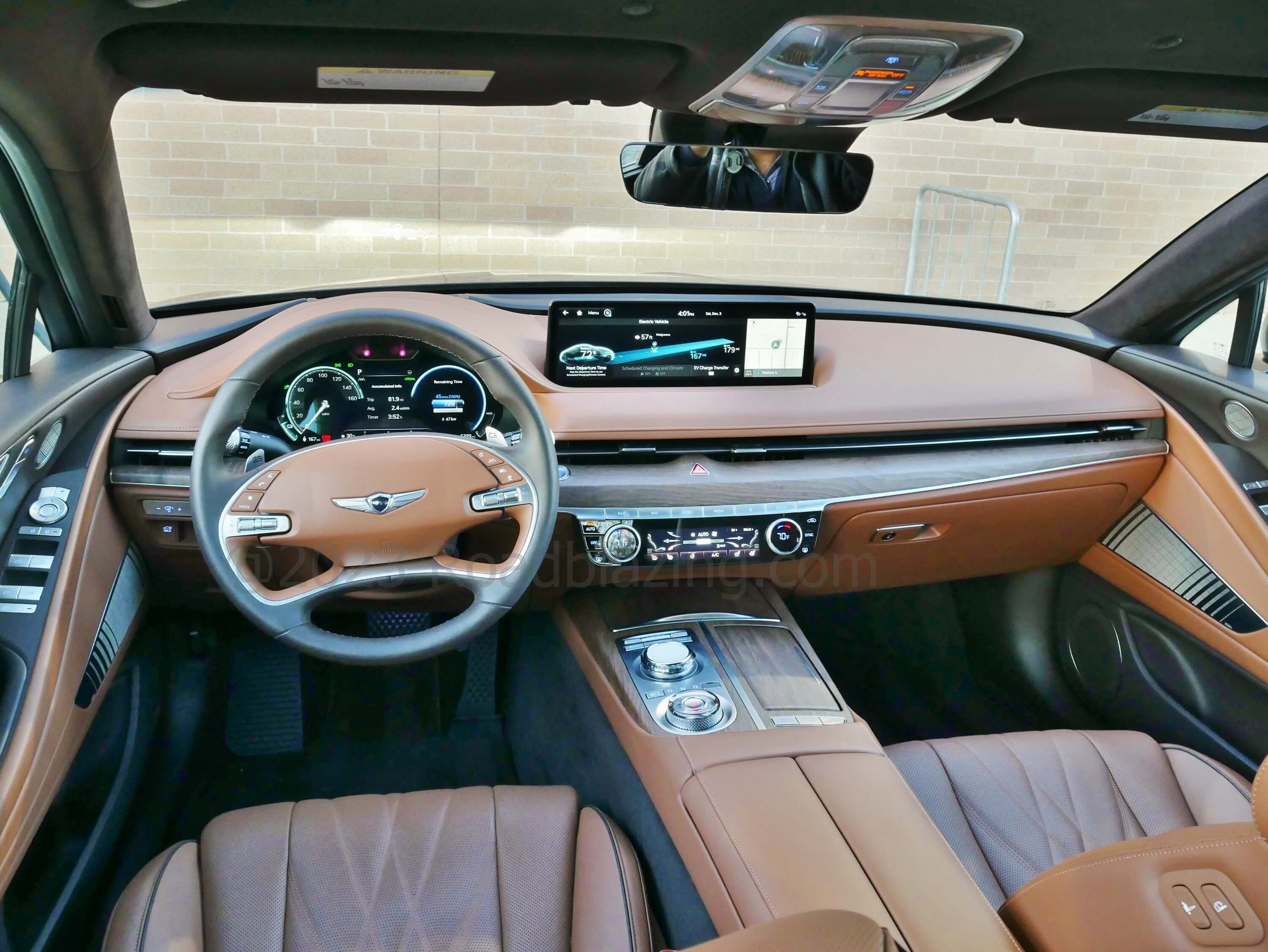 2023 Genesis Electrified G80 AWD: expansive, little expense spared cockpit focused on informed but relaxed driving