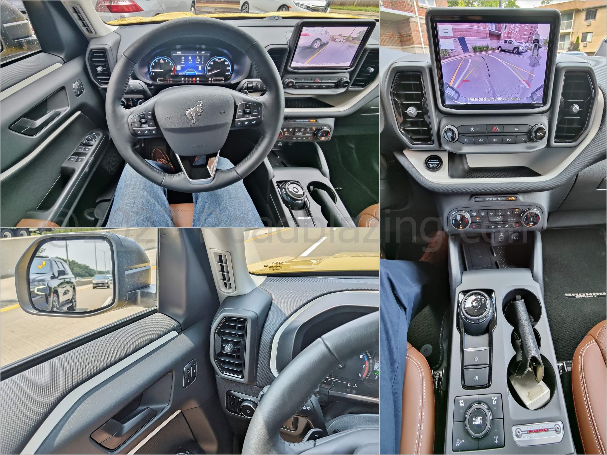 2023 Ford Bronco Sport 2.0T Heritage Limited AWD: fore + rear cameras, park warning + BSW viewing
