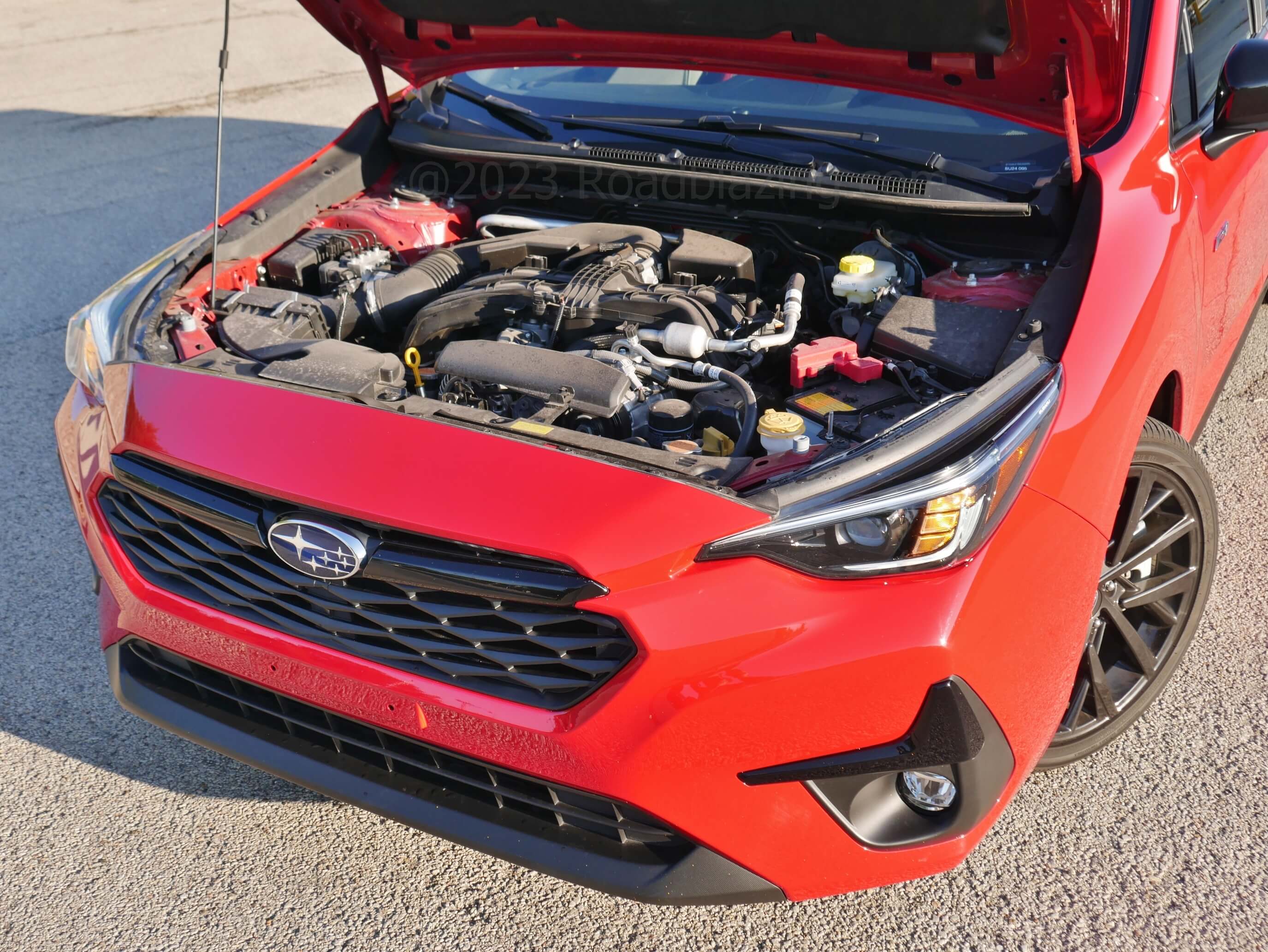 2023 Subaru Impreza RS: 182 hp gas boxer-4 and CVT send power to symmetrical all-wheel drive returning 28 MPG