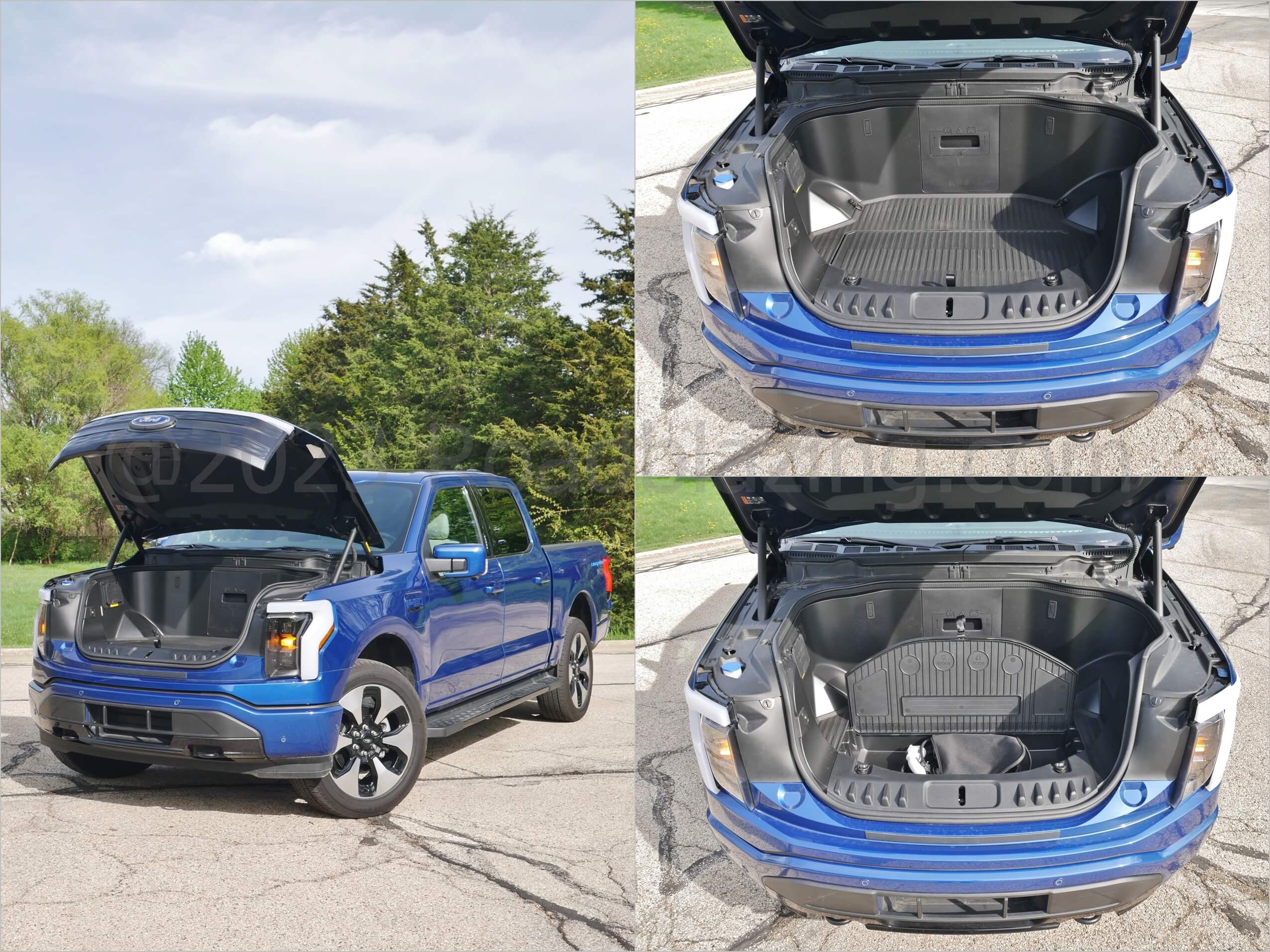 2022 Ford F-150 Lightning Platinum 4x4: 14 cubic foot Frunk + power operating hood
