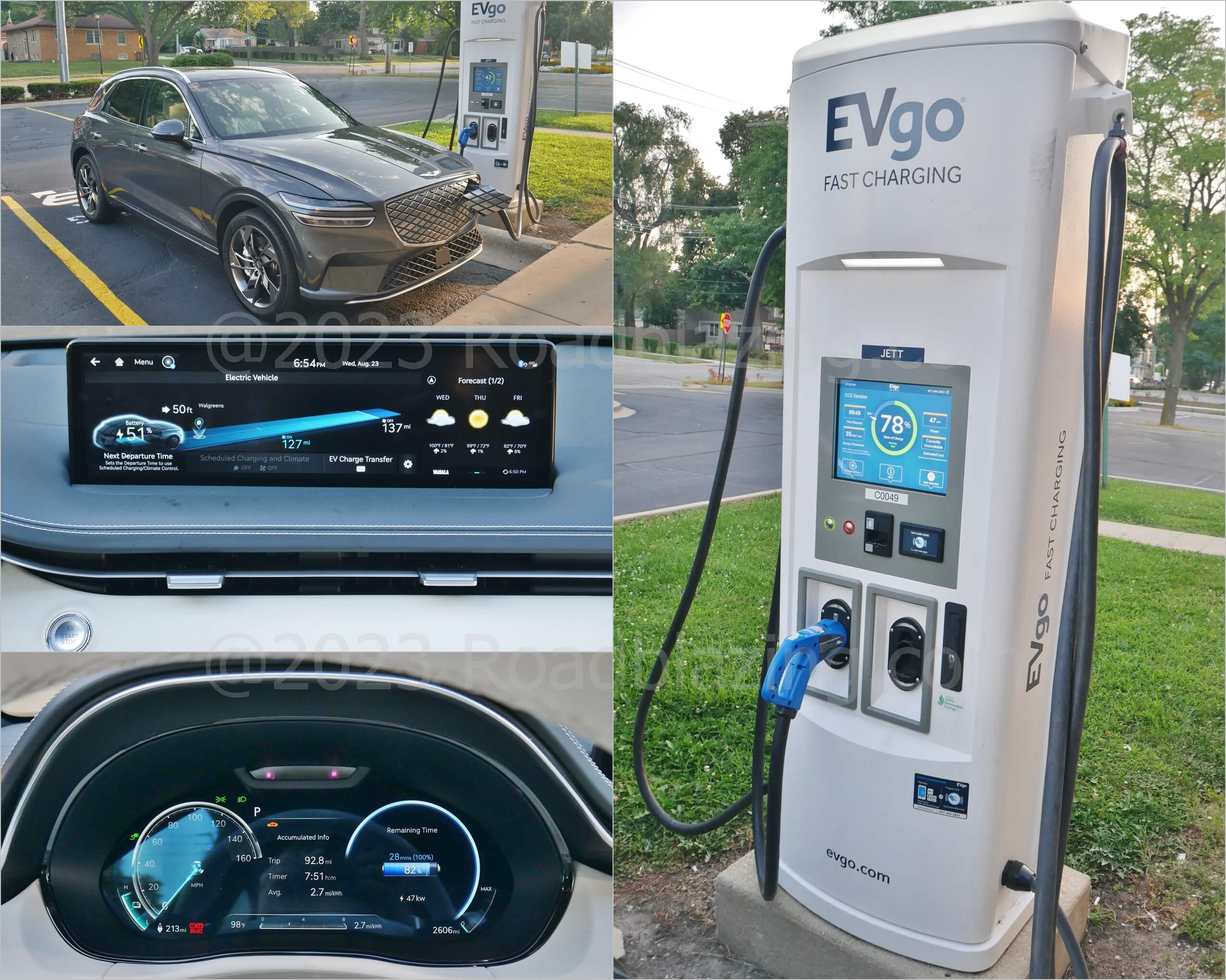 2023 Genesis Electrified GV70 AWD Prestige: 50 kW EVgo DC charge session