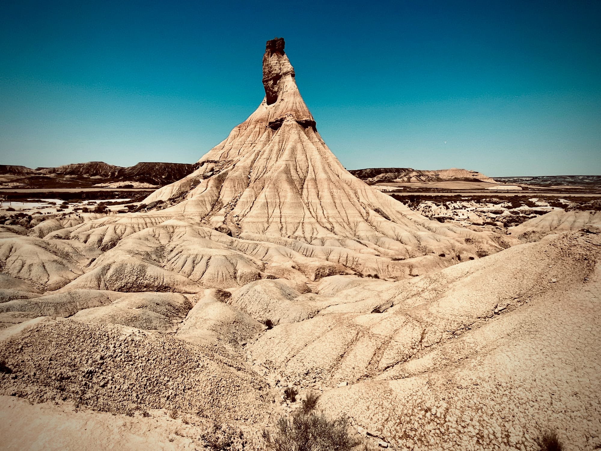 Magnificent stone formations in the Bardenas Reales, formed by wind & weather