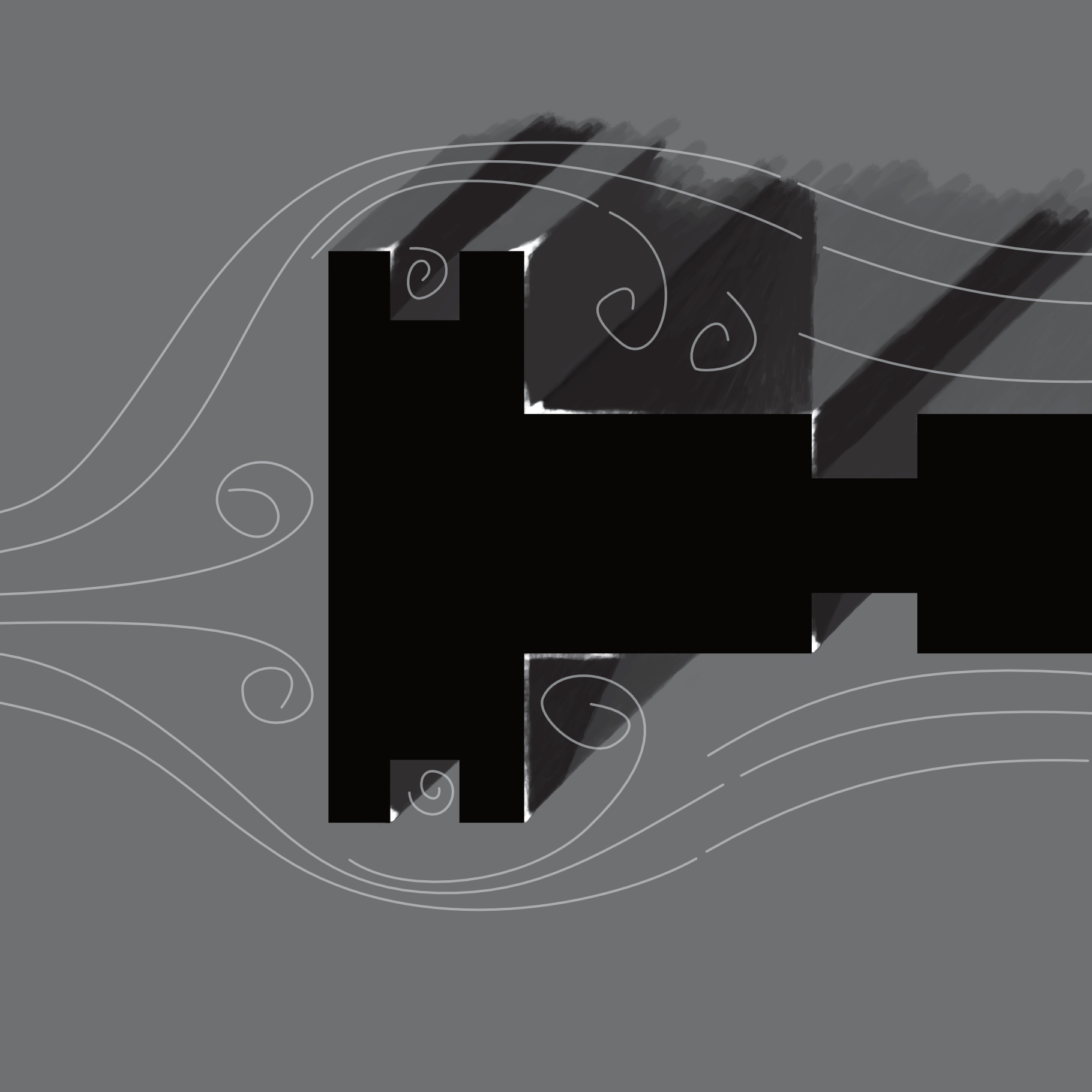 Schematics of the flow around a roof rack