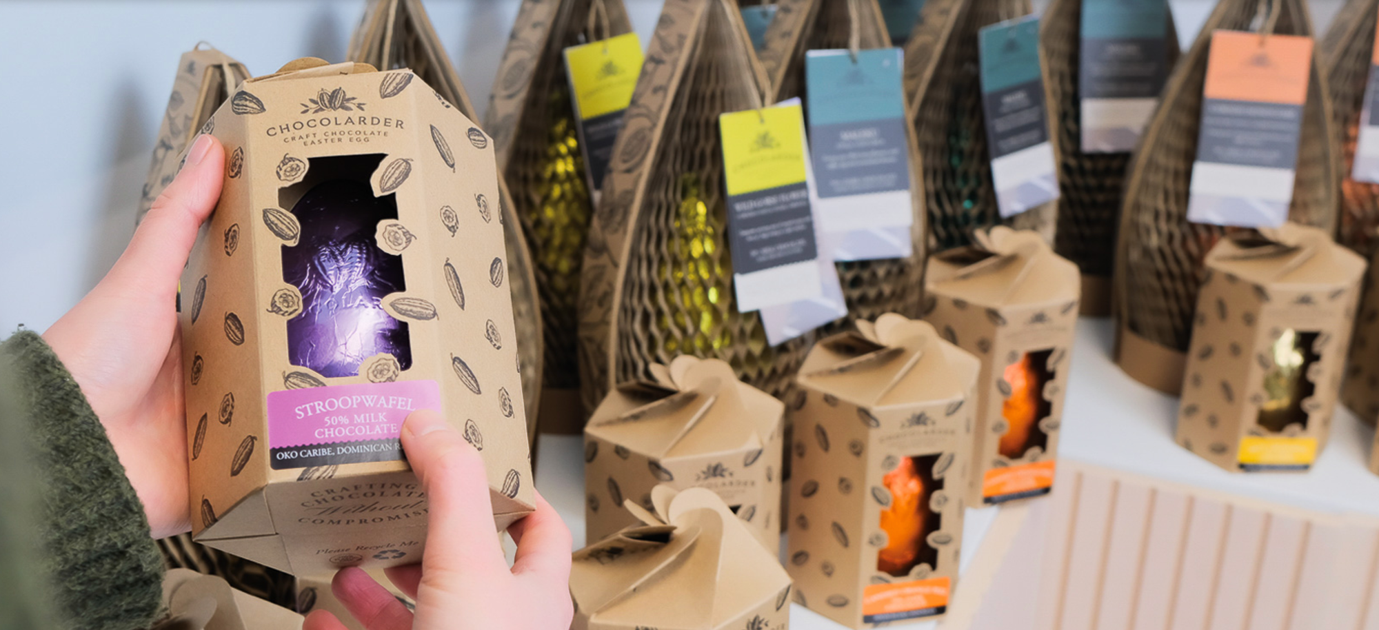 Image shows Easter eggs from UK manufacturer Chocolarder.