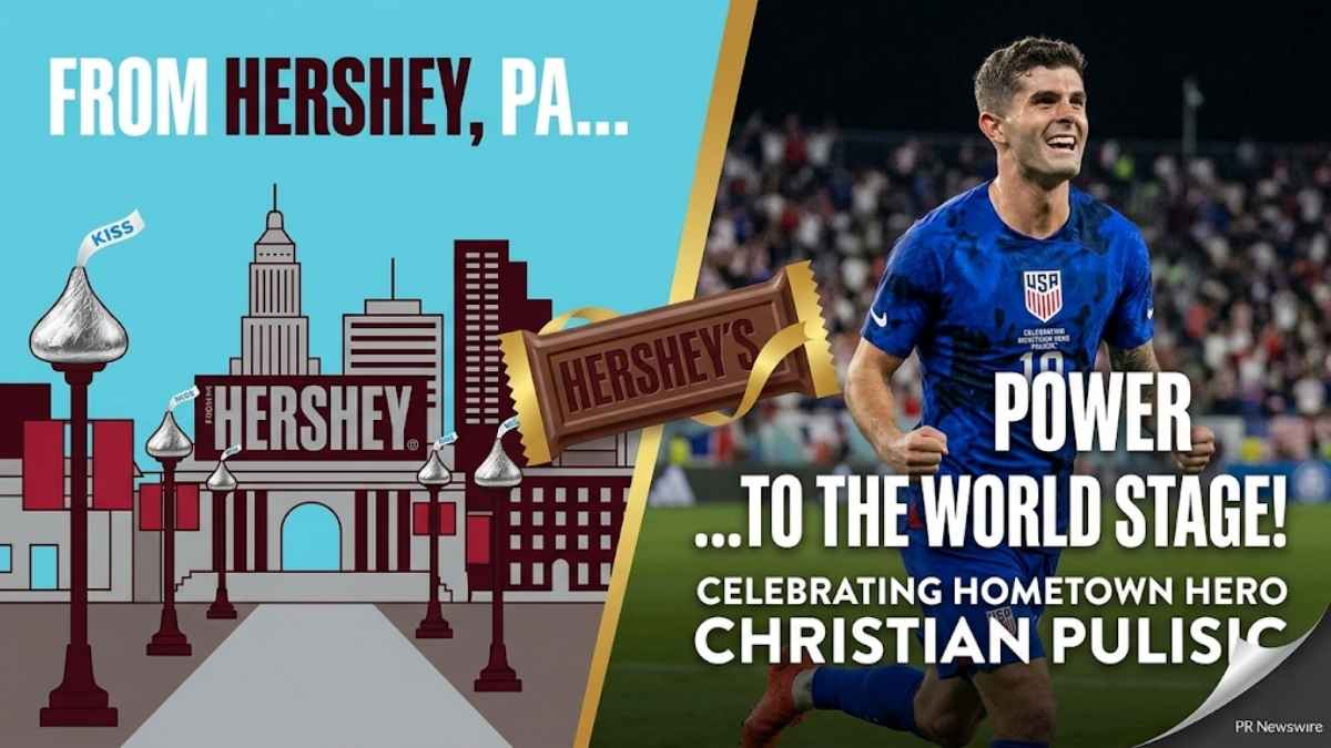Image shows Hershey's advertising campaign for its Christian Pulisic connection 