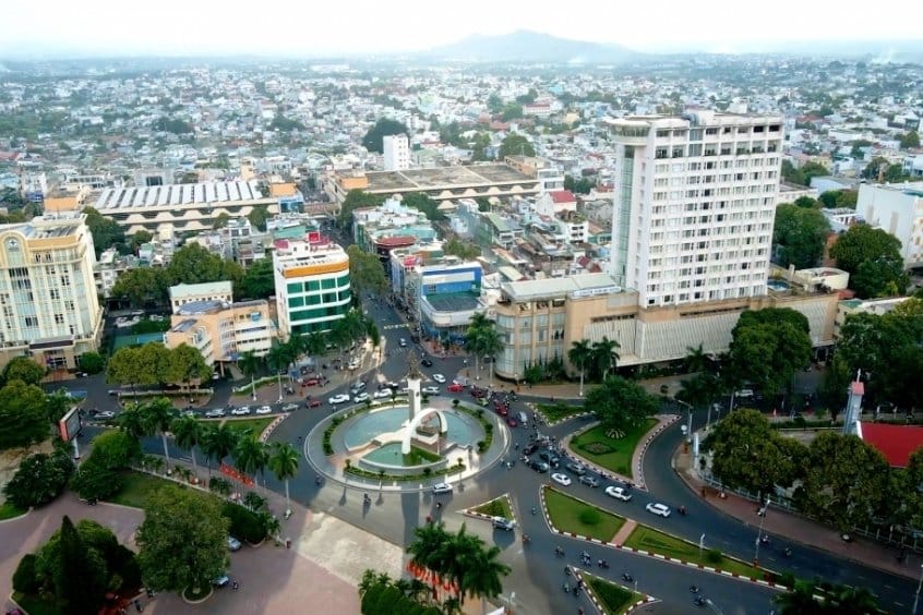 Image shows an ariel veiw of Dak Lak in Vietnam