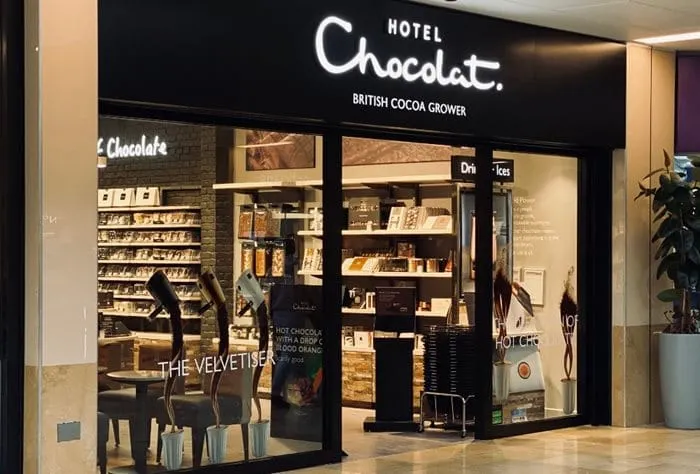 Image shows a Hotel Chocolat outlet in the UK 