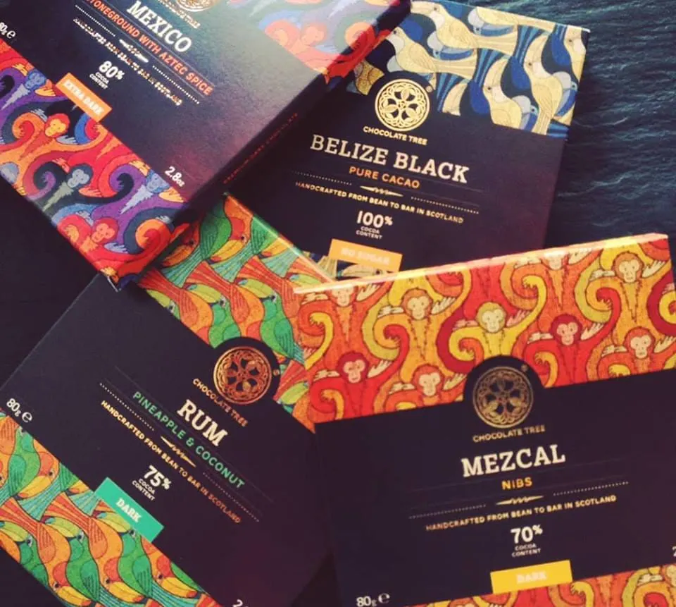 Image shows new flavours  in Chocolate Tree's bean-to-bar chocolate