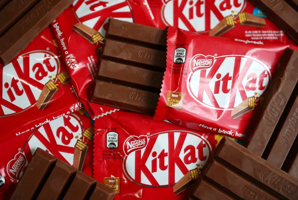 IMage shows Nestlé's KitKat bars