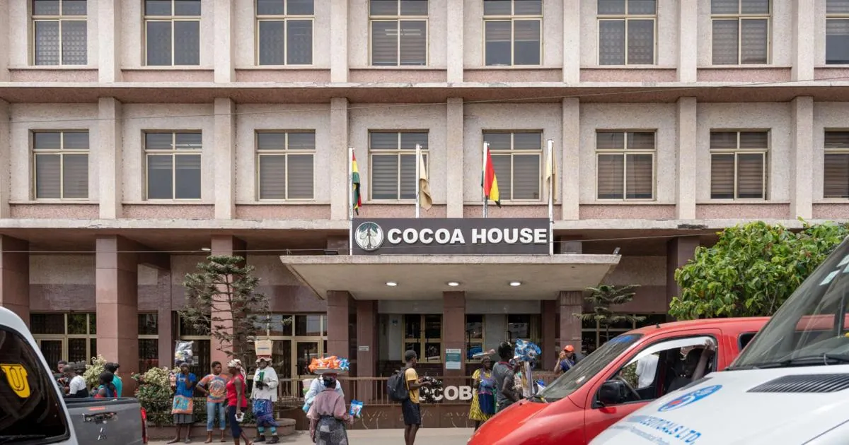 Image shows Cocobod's headquarters in Accra, Ghana. 