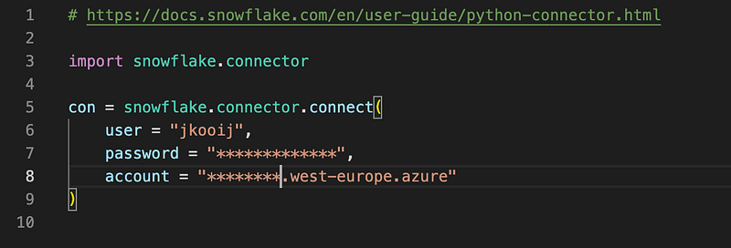 Python and Snowflake: using a configuration file
