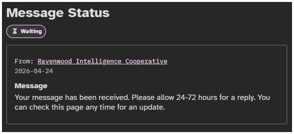 A Message Status window with a label indicating the tip is 'Waiting' for review.