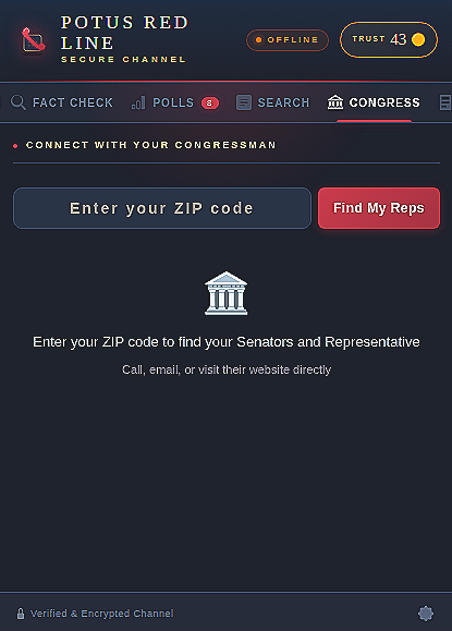 Screenshot of Congress tab