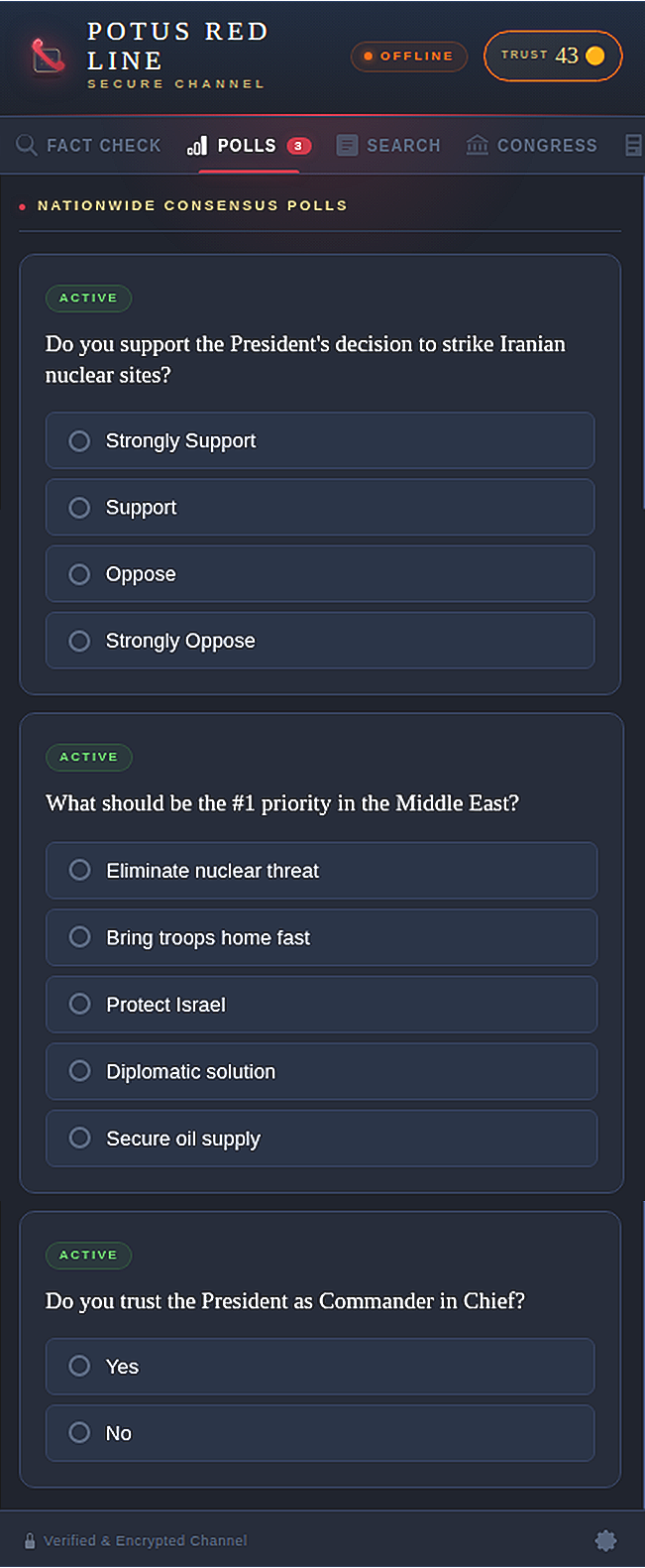 Screenshot of Polls page