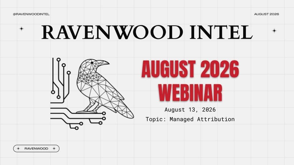 A cover slide from the August 2026 webinar on managed attribution.