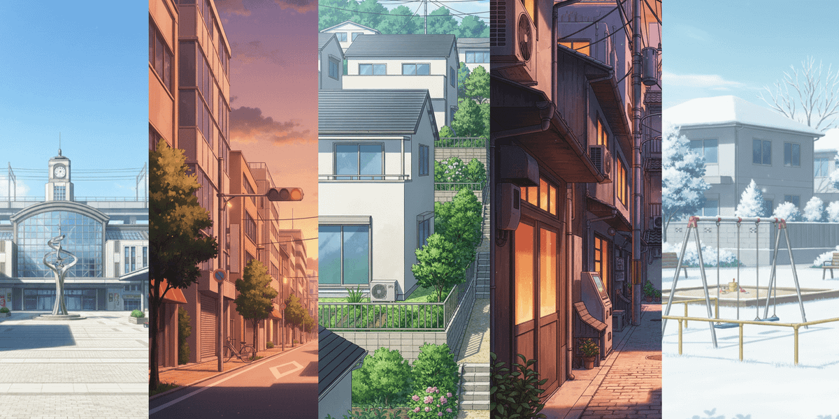 【無料配布】街中の背景イラスト/縦長— copainter ユーザーは商用可・無償で利用可