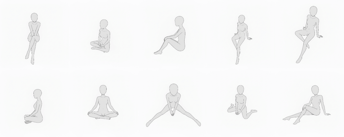 [Free Download] Female Sitting Pose Set — Free for Commercial Use by copainter Users