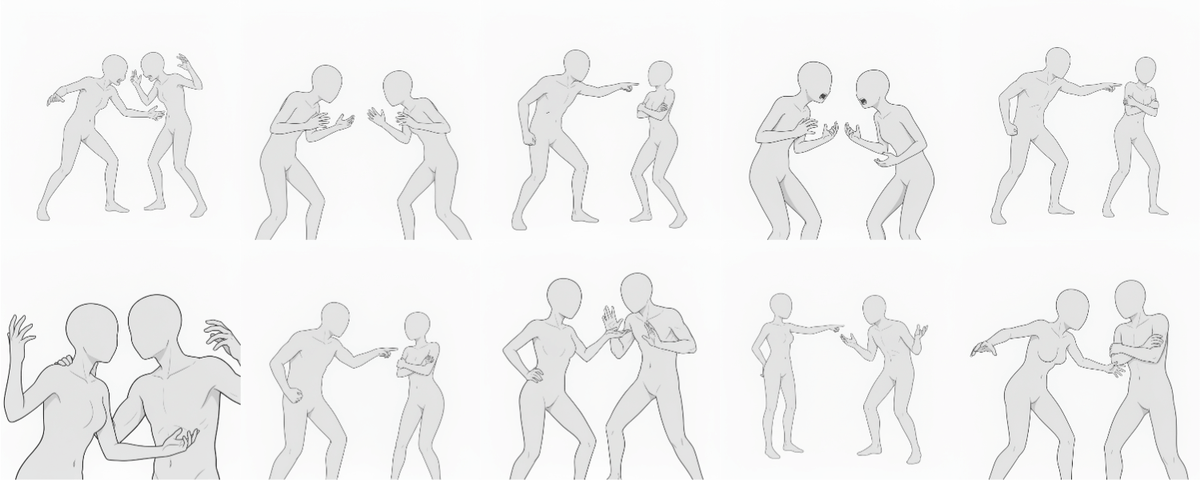 [Free Download] Male & Female Fighting Pose Set — Free for Commercial Use by copainter Users