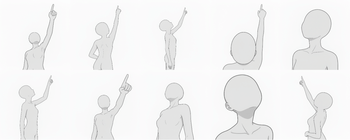 [Free Download] Female Looking Up Pose Set — Free for Commercial Use by copainter Users