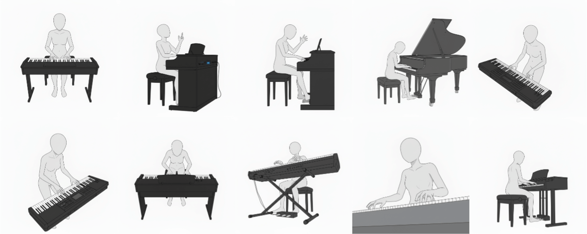 [Free Download] Woman Playing the Piano Pose Collection — copainter users may use it commercially and free of charge