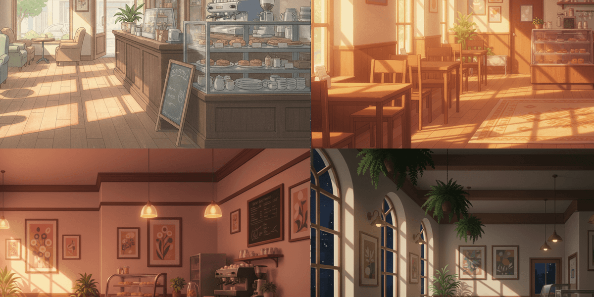 [Free Download] Café Background Illustrations (Landscape) — Free for copainter Users, Commercial Use Allowed