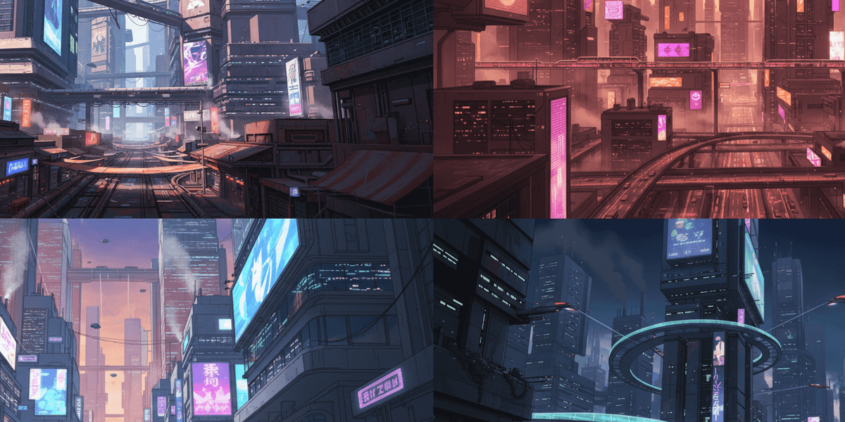 【無料配布】サイバーパンクな街並みの背景イラスト/横長— copainter ユーザーは商用可・無償で利用可
