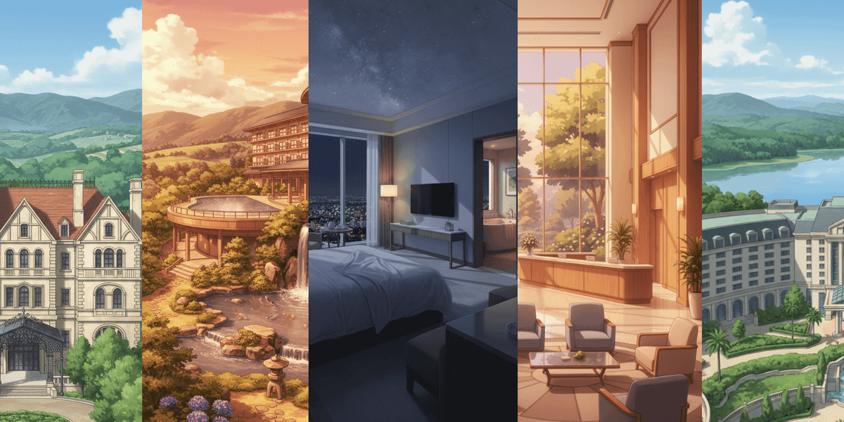 [Free Download] Hotel Background Illustrations (Portrait) — Free for copainter Users, Commercial Use Allowed