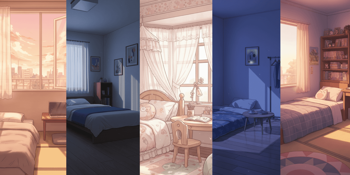 [Free Download] Single-Person Bedroom Background Illustrations (Vertical) — copainter users can use them commercially for free.