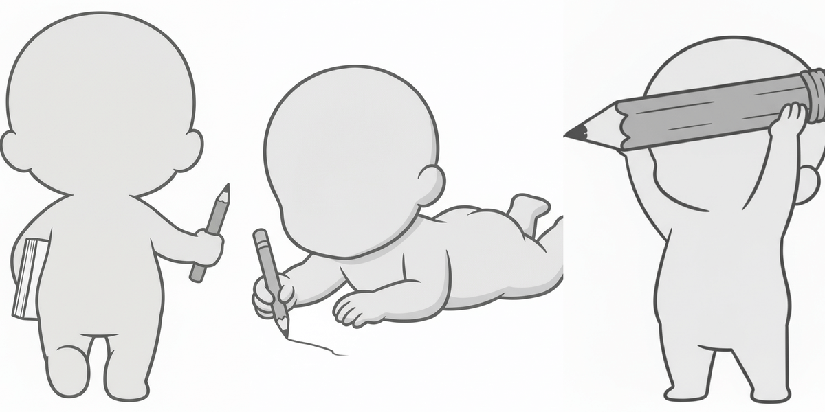 [Free Download] Children’s Poses Holding a Pencil — Copainter users can use it for free, including commercial use.