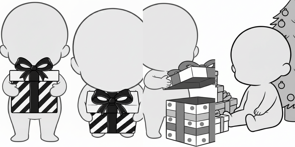 [Free Download] Child Holding a Present Pose Pack — Commercial Use Allowed (Free) for copainter Users