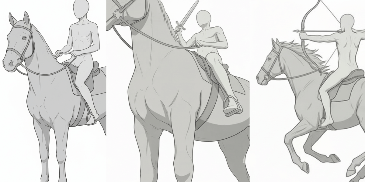 [Free Download] Men Riding a Horse Pose Collection — Free for copainter Users, Commercial Use Allowed