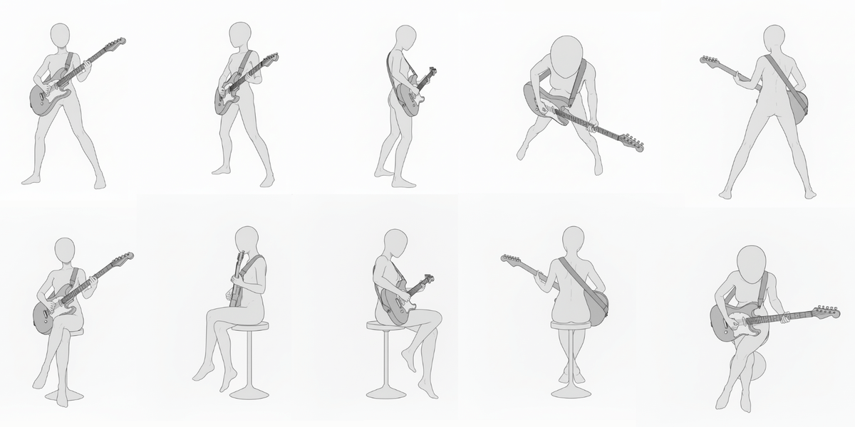[Free Download] Pose Pack: Women Playing Guitar — copainter users can use it free of charge, including for commercial use.