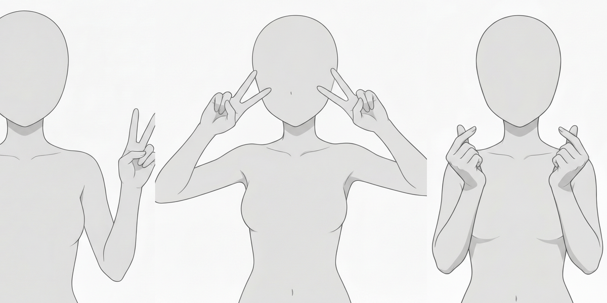 [Free Download] Peace-Sign Posing Collection for Women — Copainter users can use it for free, including commercial use.