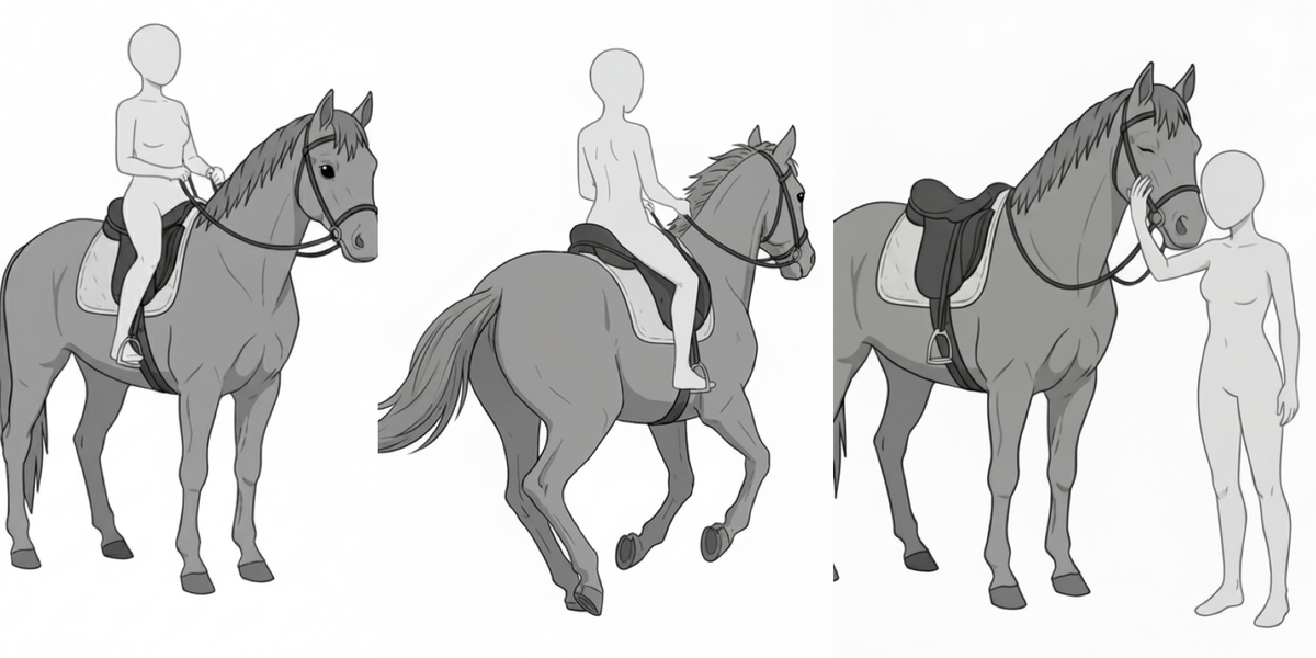[Free Download] Women Riding a Horse Pose Collection — Free for copainter Users, Commercial Use Allowed