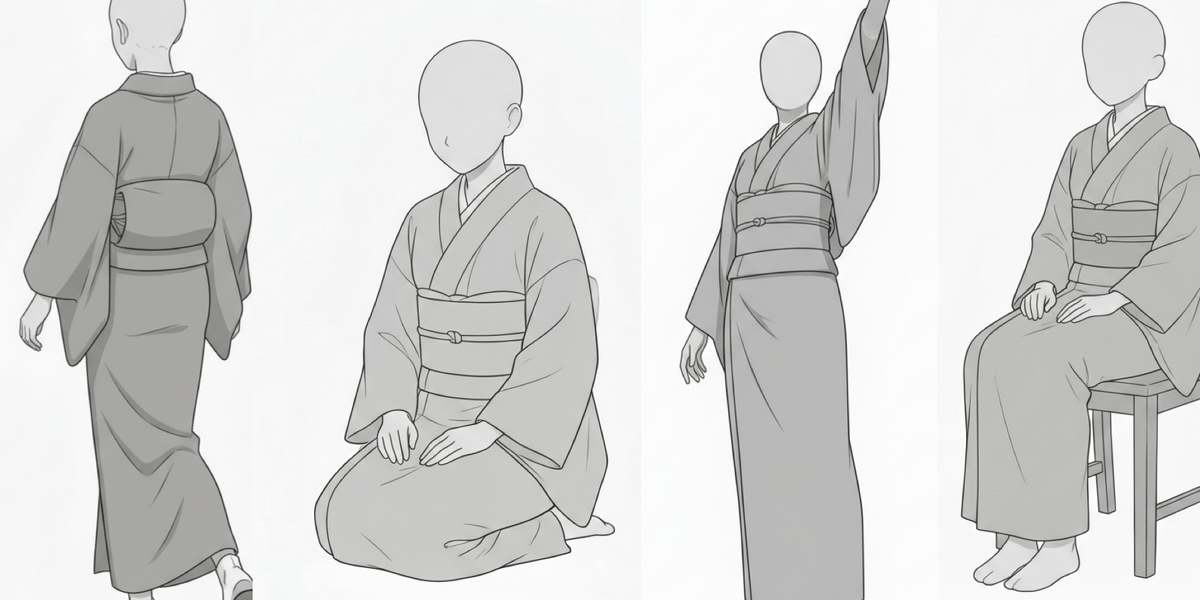 [Free] Kimono Female Poses Collection — Free Commercial Use for copainter Users