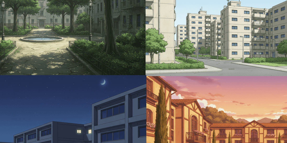 【無料配布】集合住宅の背景イラスト/横長— copainter ユーザーは商用可・無償で利用可