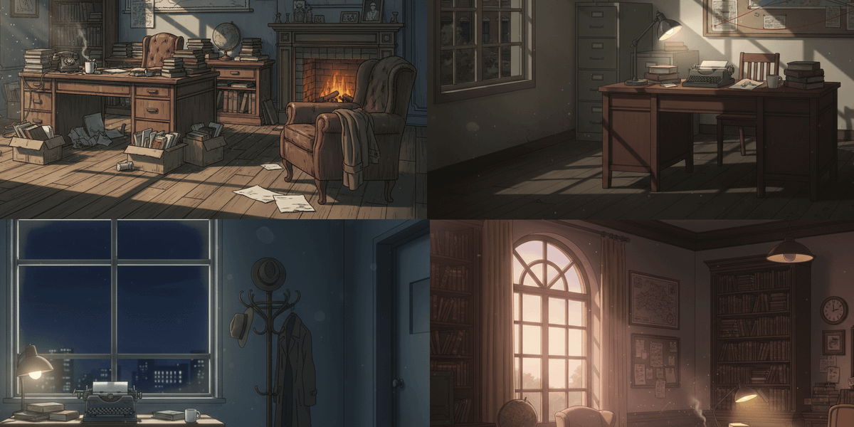 【無料配布】探偵の部屋の背景イラスト/横長— copainter ユーザーは商用可・無償で利用可