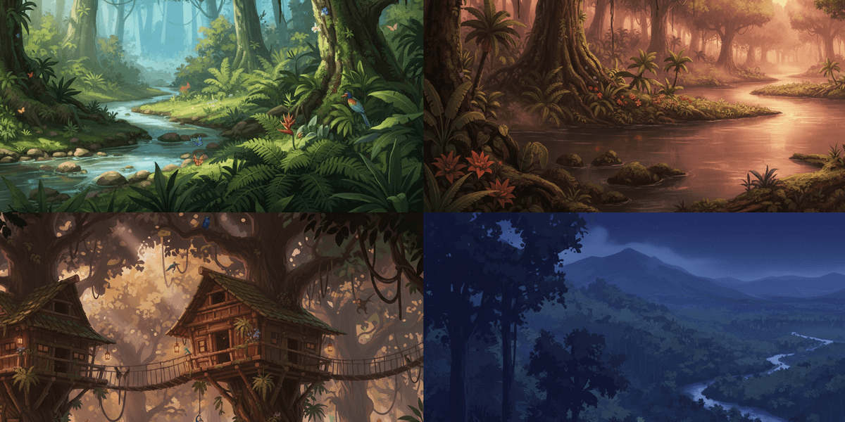 【無料配布】ジャングルの背景イラスト/横長— copainter ユーザーは商用可・無償で利用可