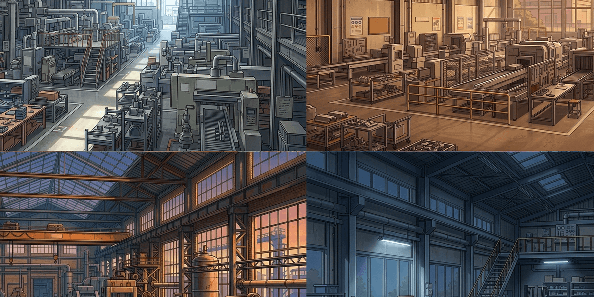 【無料配布】工場の背景イラスト/横長— copainter ユーザーは商用可・無償で利用可