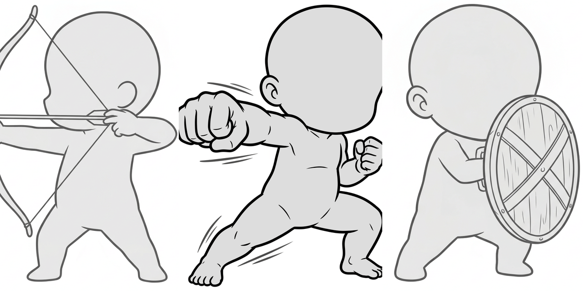 [Free Download] Chibi Character Battle Pose Collection — Free for Copainter Users, Including Commercial Use